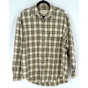 Eddie Bauer Shirt Mens Medium Flannel Plaid‎ Relaxed Fit Long Sleeve Button Down